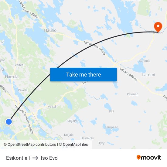 Esikontie I to Iso Evo map