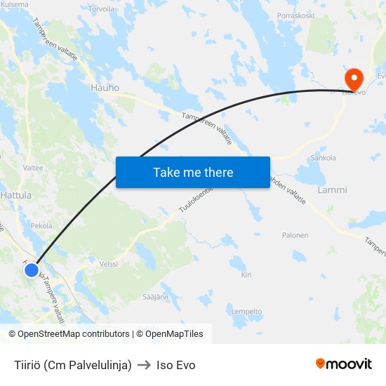 Tiiriö (Cm Palvelulinja) to Iso Evo map