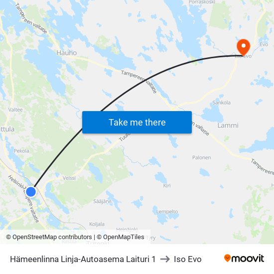 Hämeenlinna Linja-Autoasema  Laituri 1 to Iso Evo map