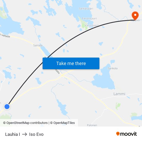 Lauhia I to Iso Evo map