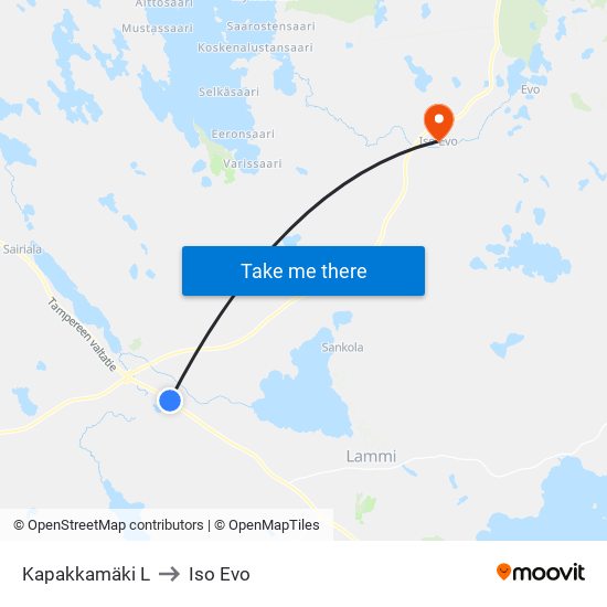 Kapakkamäki L to Iso Evo map