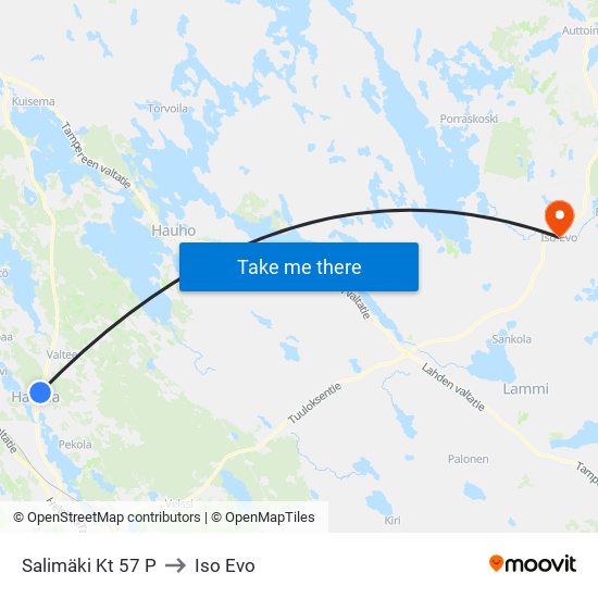 Salimäki Kt 57 P to Iso Evo map