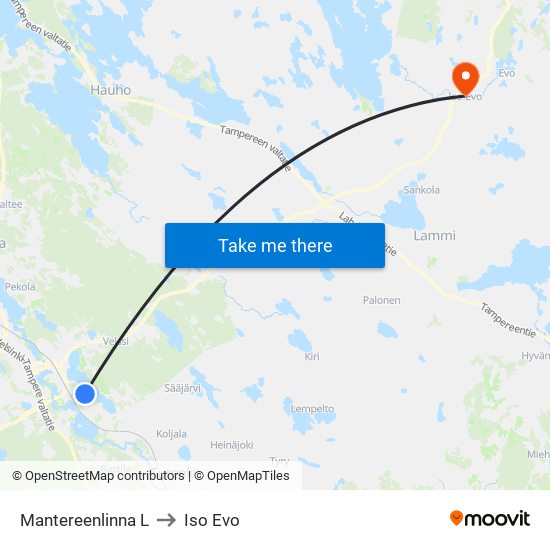 Mantereenlinna L to Iso Evo map