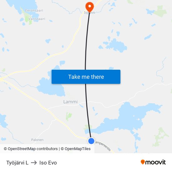 Työjärvi L to Iso Evo map