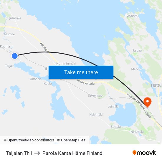 Taljalan Th I to Parola Kanta Häme Finland map