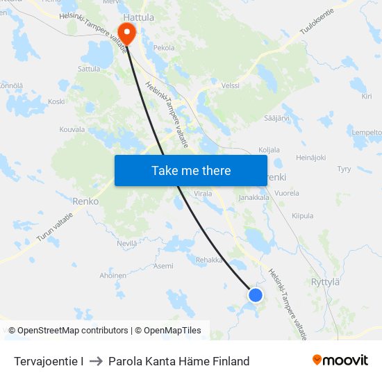 Tervajoentie I to Parola Kanta Häme Finland map