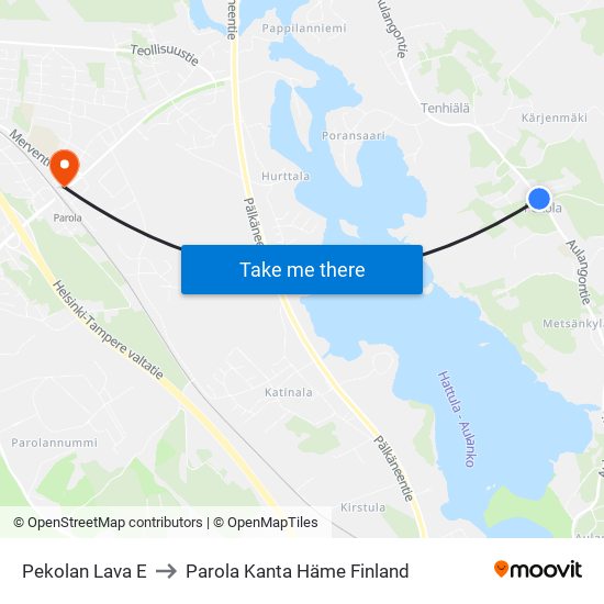 Pekolan Lava E to Parola Kanta Häme Finland map