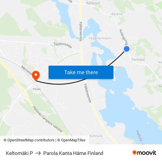 Keltomäki P to Parola Kanta Häme Finland map