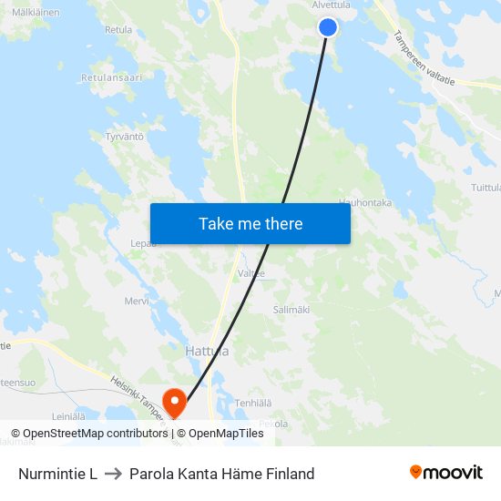 Nurmintie L to Parola Kanta Häme Finland map