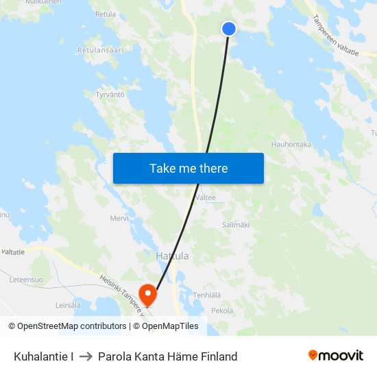 Kuhalantie I to Parola Kanta Häme Finland map