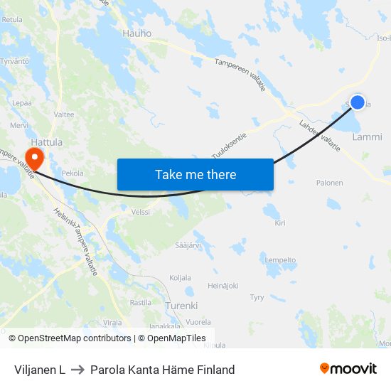 Viljanen L to Parola Kanta Häme Finland map