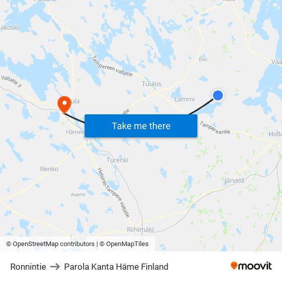 Ronnintie to Parola Kanta Häme Finland map