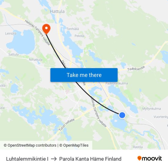 Luhtalemmikintie I to Parola Kanta Häme Finland map