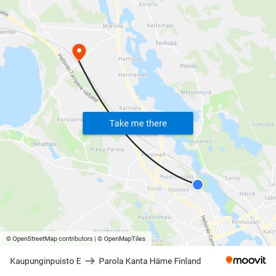 Kaupunginpuisto E to Parola Kanta Häme Finland map