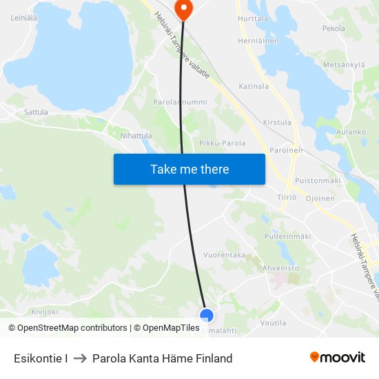 Esikontie I to Parola Kanta Häme Finland map