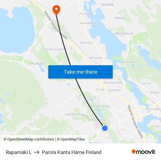 Rapamäki L to Parola Kanta Häme Finland map