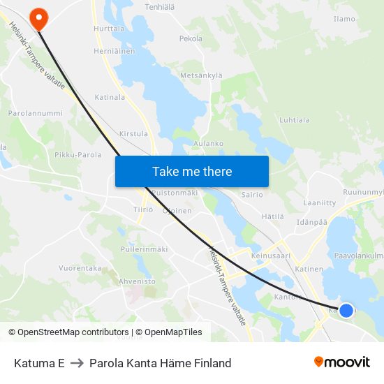Katuma E to Parola Kanta Häme Finland map
