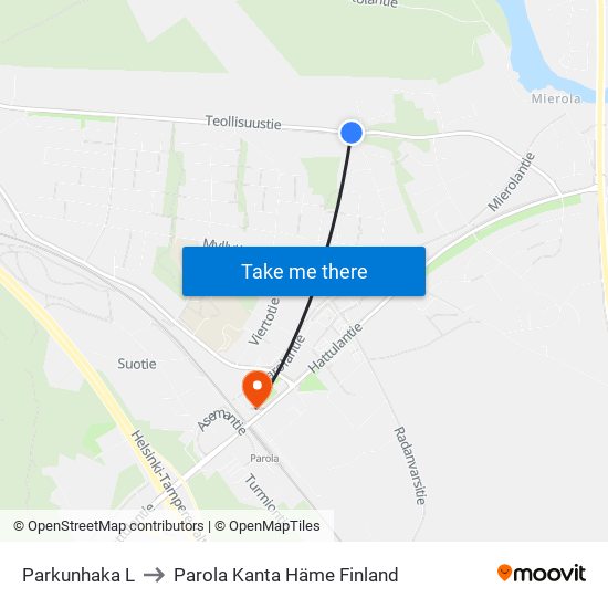 Parkunhaka L to Parola Kanta Häme Finland map