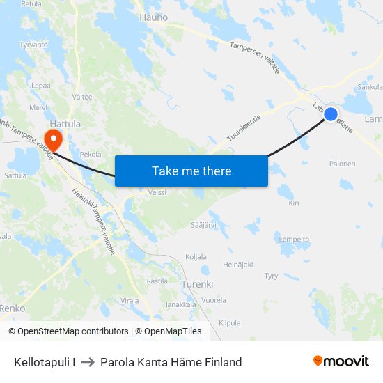 Kellotapuli I to Parola Kanta Häme Finland map