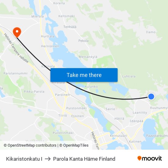 Kikaristonkatu I to Parola Kanta Häme Finland map