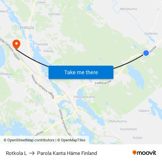 Rotkola L to Parola Kanta Häme Finland map