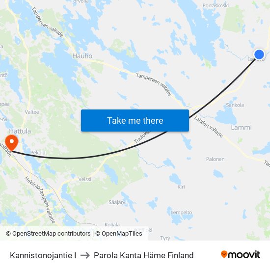 Kannistonojantie I to Parola Kanta Häme Finland map