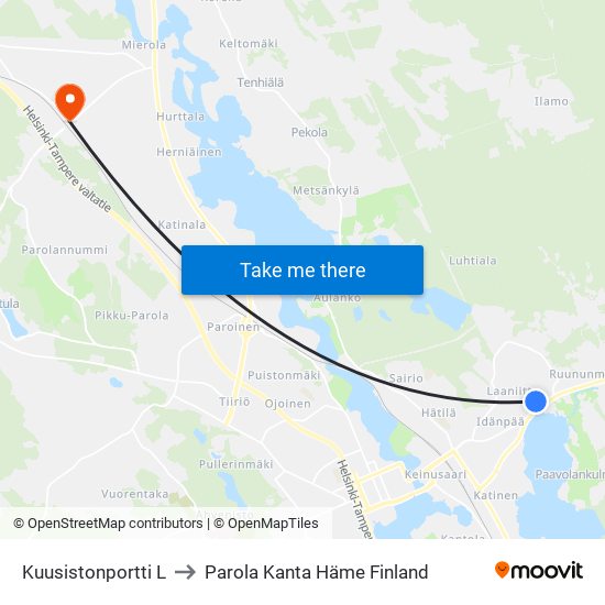 Kuusistonportti L to Parola Kanta Häme Finland map