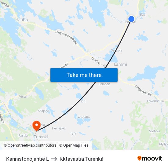 Kannistonojantie L to Kktavastia Turenki! map