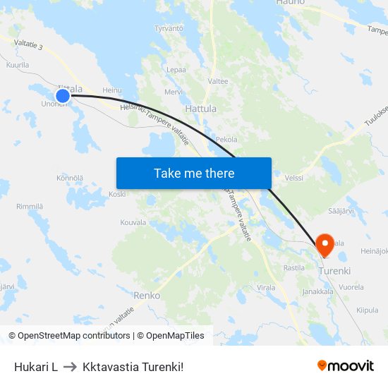 Hukari L to Kktavastia Turenki! map