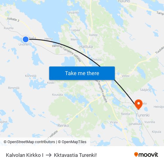 Kalvolan Kirkko I to Kktavastia Turenki! map