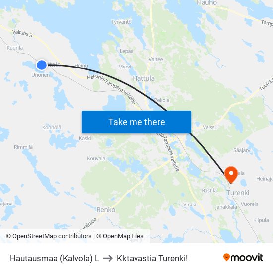 Hautausmaa (Kalvola) L to Kktavastia Turenki! map