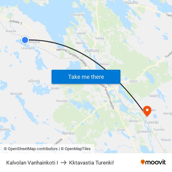 Kalvolan Vanhainkoti I to Kktavastia Turenki! map