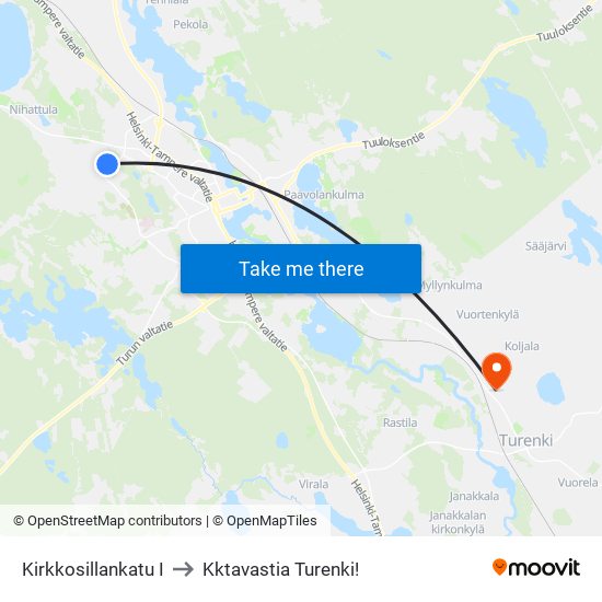 Kirkkosillankatu I to Kktavastia Turenki! map