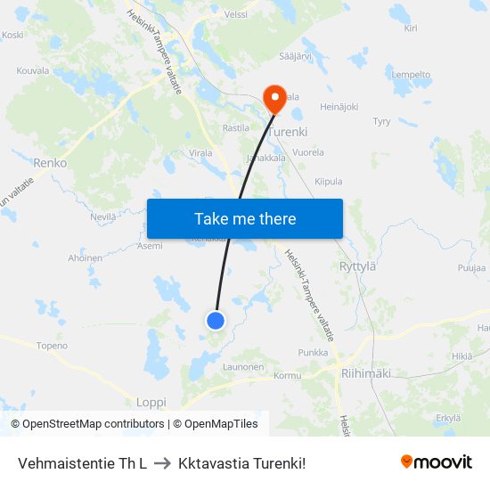 Vehmaistentie Th L to Kktavastia Turenki! map