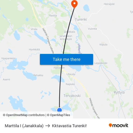 Marttila I (Janakkala) to Kktavastia Turenki! map