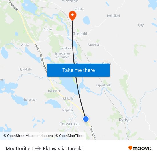 Moottoritie I to Kktavastia Turenki! map