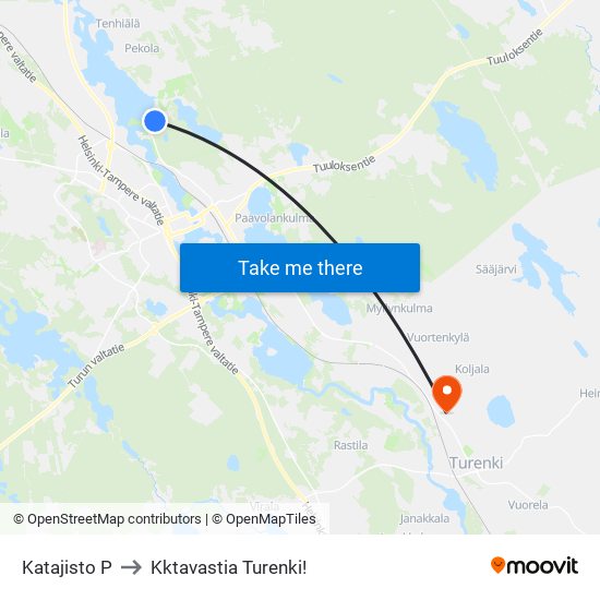 Katajisto P to Kktavastia Turenki! map