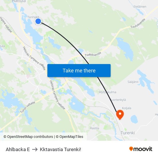 Ahlbacka E to Kktavastia Turenki! map