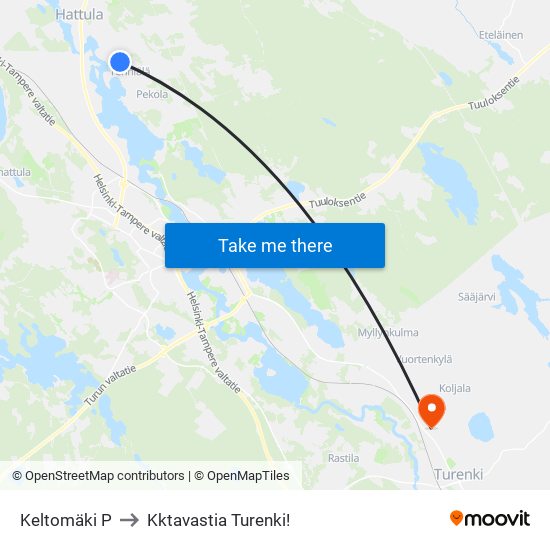 Keltomäki P to Kktavastia Turenki! map