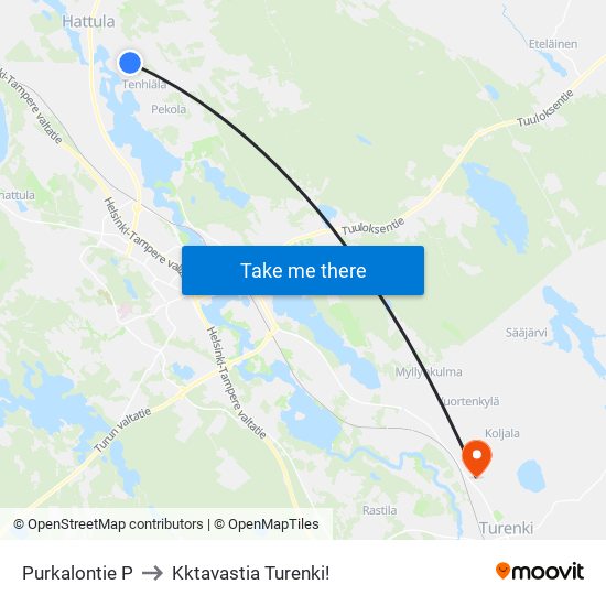 Purkalontie P to Kktavastia Turenki! map