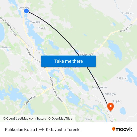 Rahkoilan Koulu I to Kktavastia Turenki! map