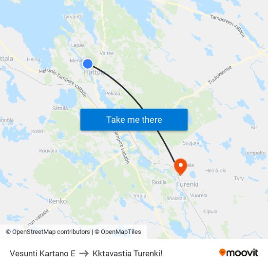 Vesunti Kartano E to Kktavastia Turenki! map