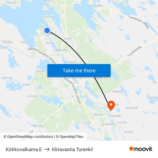 Kirkkovalkama E to Kktavastia Turenki! map