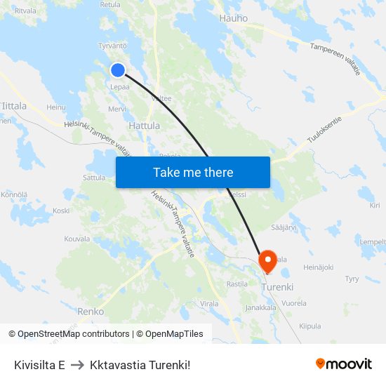 Kivisilta E to Kktavastia Turenki! map