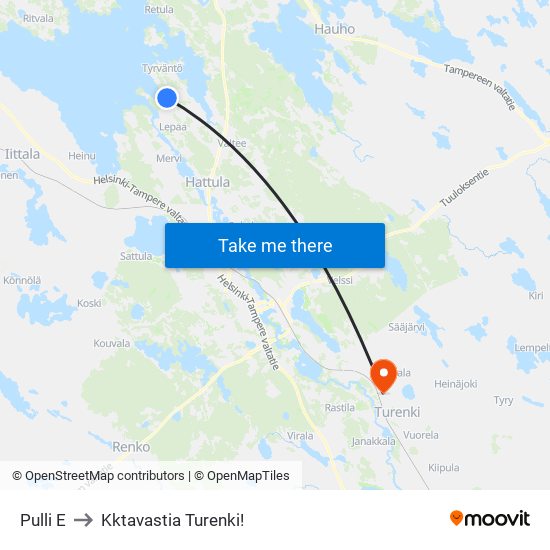 Pulli E to Kktavastia Turenki! map