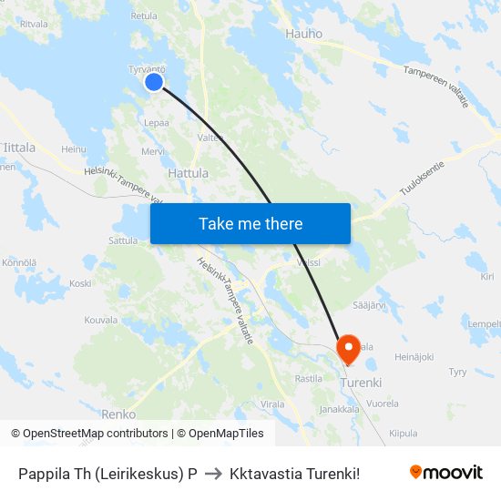 Pappila Th (Leirikeskus) P to Kktavastia Turenki! map