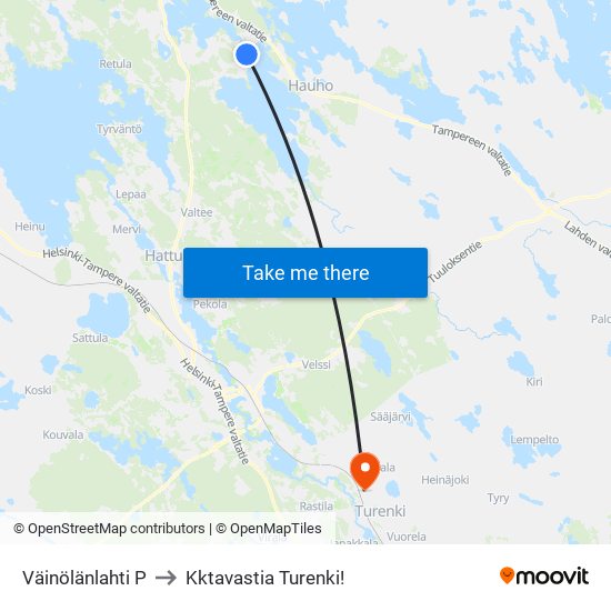 Väinölänlahti P to Kktavastia Turenki! map