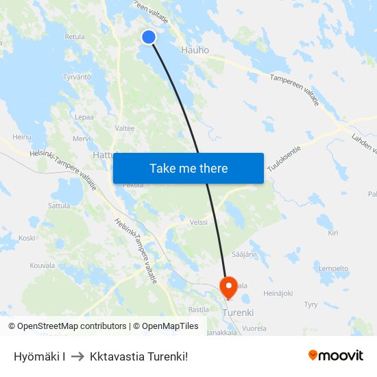 Hyömäki I to Kktavastia Turenki! map