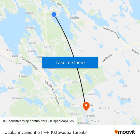Jääkärinvainiontie I to Kktavastia Turenki! map