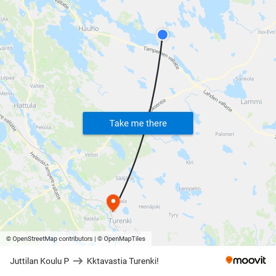 Juttilan Koulu P to Kktavastia Turenki! map